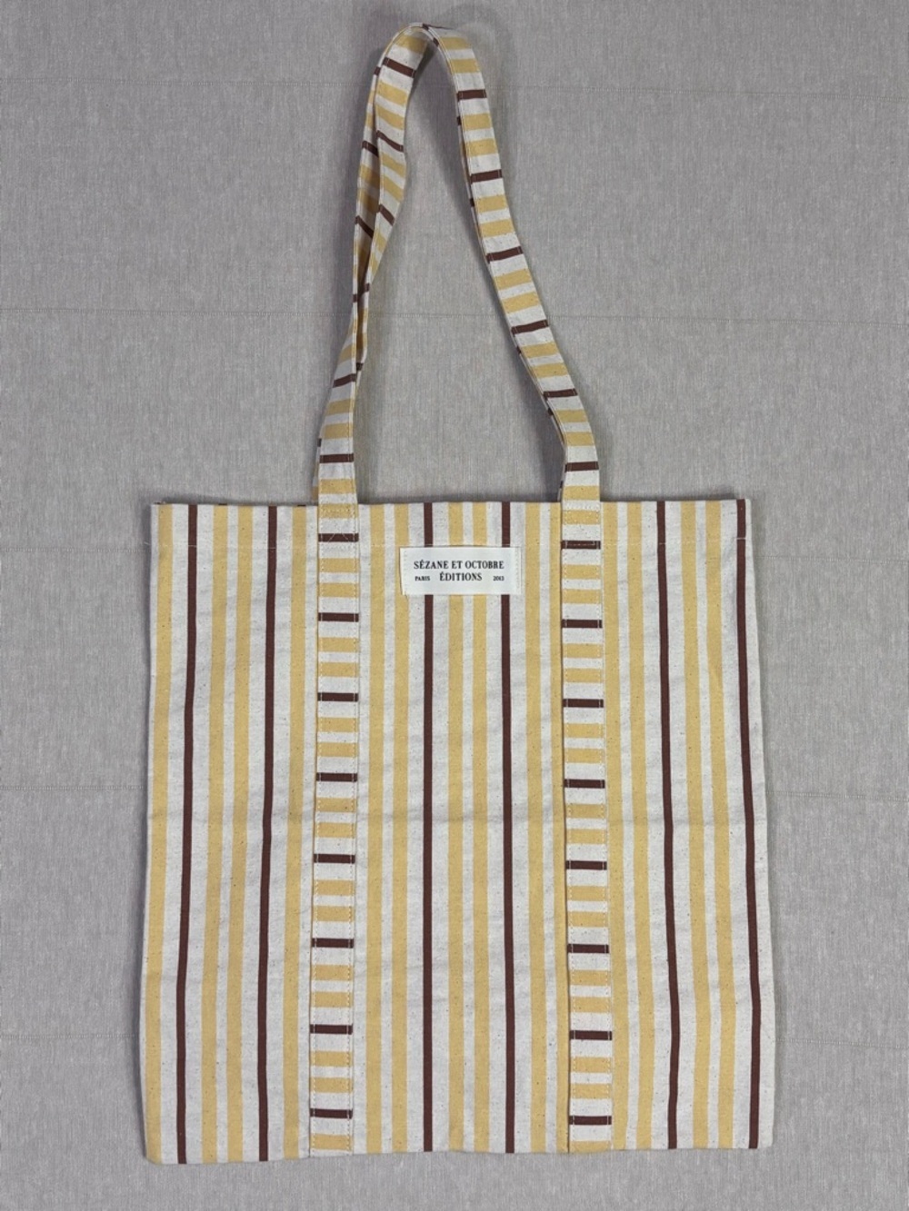 Sézane Et Octobre Paris Striped Canvas Tote French Market Chic Large Bag - Picture 1 of 4
